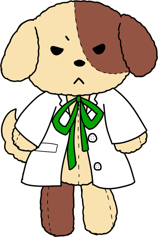 真剣な表情の犬のマスコット